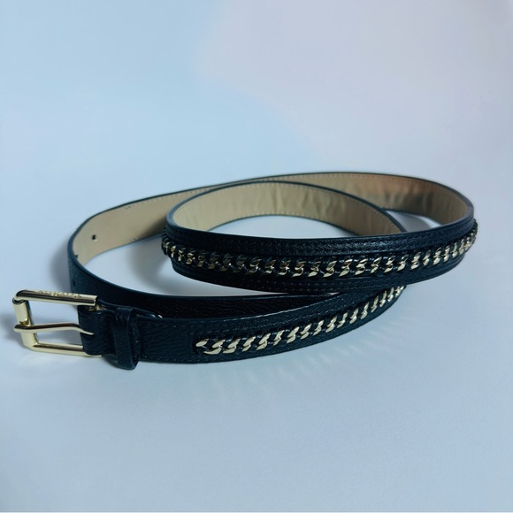 Cole Haan Black and Gold Chain Accent Women’s Belt Size Large B39873 - Picture 1 of 10